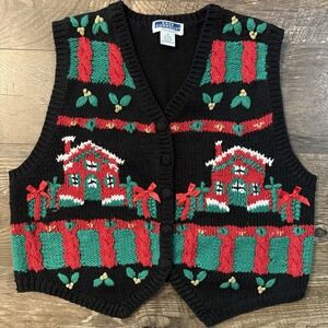 Vintage Bryn Connelly Christmas House Sweater Vest Womens Size M